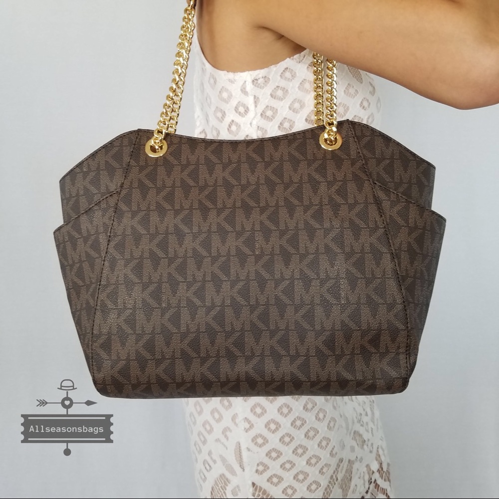 Michael Kors Jet set large chain tote brown gold - Picture 2 of 8